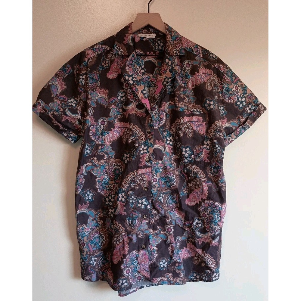 Free People We The Free Poolside‎ Printed Boyfriend Button Down Paisley Top Sz M - Picture 4 of 14